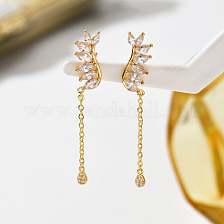 Brass Pave Cubic Zirconia Stud Dangle Earrings for Women&nbsp;TX2318