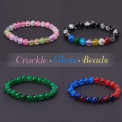 Spray Painted Crackle Glass Beads&nbsp;CCG-PH0002-05-WH