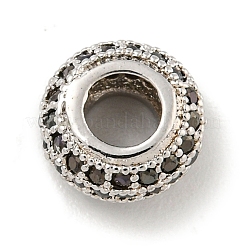 Brass Micro Pave Black Cubic Zirconia Beads&nbsp;KK-G493-49P-01