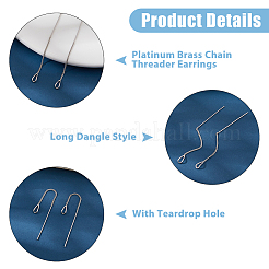 3 Pairs Brass Teardrop Ear Thread&nbsp;EJEW-HS0001-15