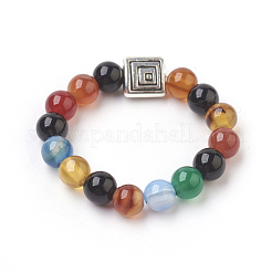 Natural Agate Stretch Finger Rings&nbsp;RJEW-JR00221-06