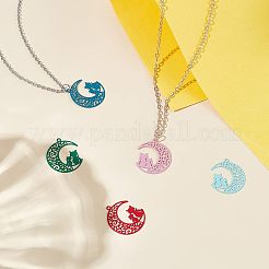 70Pcs 5 Colors 430 Stainless Steel Kitten Pendants&nbsp;STAS-UN0027-01