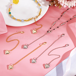6Pcs 2 Colors Heart Brass Ends with Chain&nbsp;HJEW-PH02183