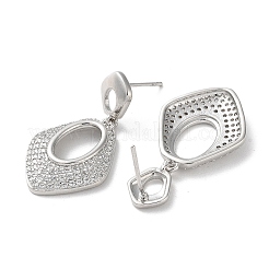 Brass Pave Cubic Zirconia Stud Earrings&nbsp;EJEW-M258-11P