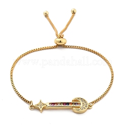Brass Micro Pave Cubic Zirconia Slider Bracelets&nbsp;BJEW-S163-01A-G