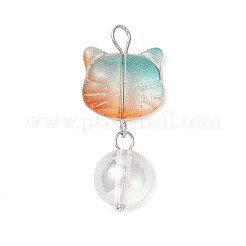 7Pcs 7 Colors Glass Pendants&nbsp;PALLOY-JF04244-01