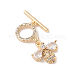 Golden Brass Micro Pave Cubic Zirconia Toggle Clasps&nbsp;KK-B100-039G-01
