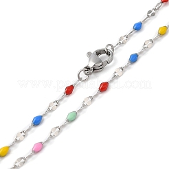 Colorful Enamel Oval & Dapped Link Chain Necklace&nbsp;NJEW-Q315-01P