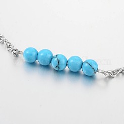 Round Synthetic Turquoise Beads Anklets&nbsp;AJEW-AN00103-01