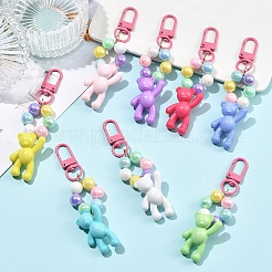 8Pcs 8 Colors Opaque Acrylic Round Bead & Bear Pendant Decorations&nbsp;HJEW-YW00366