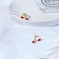 1 Pair Heart Brass Rhinestone Stud Earrings&nbsp;EJEW-LP0003-81