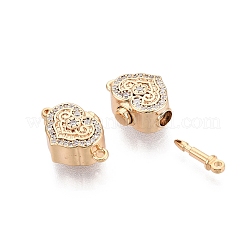 Brass Micro Pave Clear Cubic Zirconia Box Clasps&nbsp;KK-Q074-07G