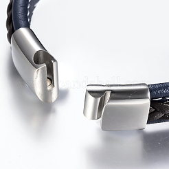 Men's Braided Leather Cord Bracelets&nbsp;BJEW-H559-15C