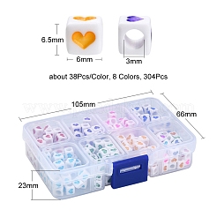 304Pcs 8 Colors White Opaque Acrylic Beads&nbsp;MACR-YW0001-92
