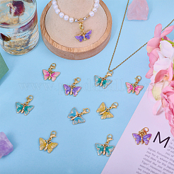 15Pcs 5 Colors Butterfly Alloy Enamel Pendant Decoration&nbsp;HJEW-CA00039