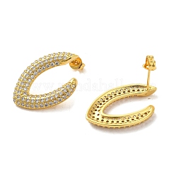 Brass Micro Pave Clear Cubic Zirconia Stud Earrings for Women&nbsp;EJEW-A040-04G