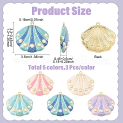 15Pcs 5 Colors Alloy Enamel Pendants&nbsp;ENAM-YW0008-89