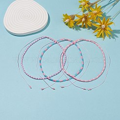 3Pcs 3 Color Glass Seed Braided Beaded Necklaces Set for Women&nbsp;NJEW-JN04117