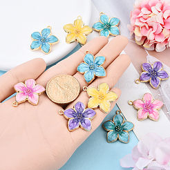 10Pcs 5 Colors Rack Plating Alloy Enamel Pendants&nbsp;ENAM-YW0004-73