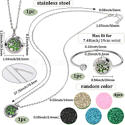1Pc Stainless Steel Open Cuff Bangles & 1Pc Stainless Steel Pendant Neclace&nbsp;AJEW-SC0004-06E
