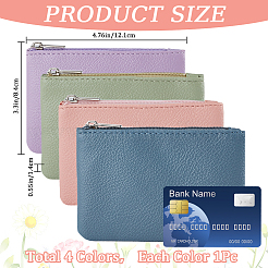 4Pcs 4 Colors Litchi Print PU Leather Zip Pouches&nbsp;ABAG-CP0001-06