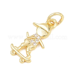 Brass Micro Pave Clear Cubic Zirconia Pendants&nbsp;KK-D258-40G-04