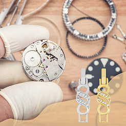 10Pcs 2 Colors Rack Plating Brass Micro Pave Clear Cubic Zirconia Watch Band Clasps&nbsp;ZIRC-DC0001-08