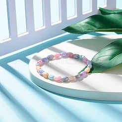 Candy Color Imitation Gemstone Glass Teardrop Beads Stretch Bracelet for Women&nbsp;BJEW-JB07418