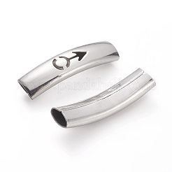 Non-Tarnish 201 Stainless Steel Curved Tube Beads&nbsp;STAS-D169-30P