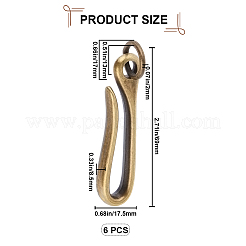 6Pcs Tibetan Style Alloy Hook Clasps&nbsp;FIND-CP0003-29AB