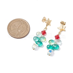 304 Stainless Steel with Glass Stud Dangle Earring&nbsp;EJEW-TA00530