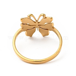 Ion Plating(IP) 201 Stainless Steel Butterfly Thick Finger Ring for Women&nbsp;RJEW-G266-15G