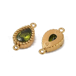 Ion Plating(IP) 304 Stainless Steel Cubic Zirconia Teardrop Links Connector Charms&nbsp;X-STAS-K256-23G