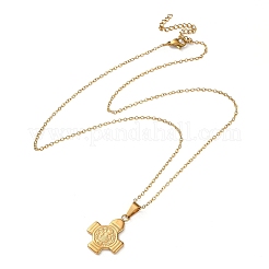 304 Stainless Steel Saint Benedict Cross Pendant Necklaces for Women&nbsp;NJEW-G187-03G