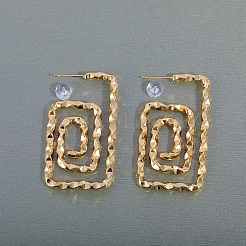 Spiral Rectangle Brass Stud Earrings&nbsp;JB0708