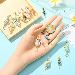 3Pcs 3 Styles Electroplated Natural Quartz Crystal Big Pendants&nbsp;PALLOY-YW00079-01