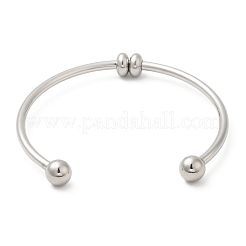 Non-Tarnish Screw End Ball 304 Stainless Steel Open Cuff Bangles&nbsp;LS-BJEW-G677-01P