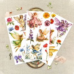 3 Sheets 3 Styles Flower PVC Waterproof Decorative Stickers&nbsp;DIY-WH0404-032