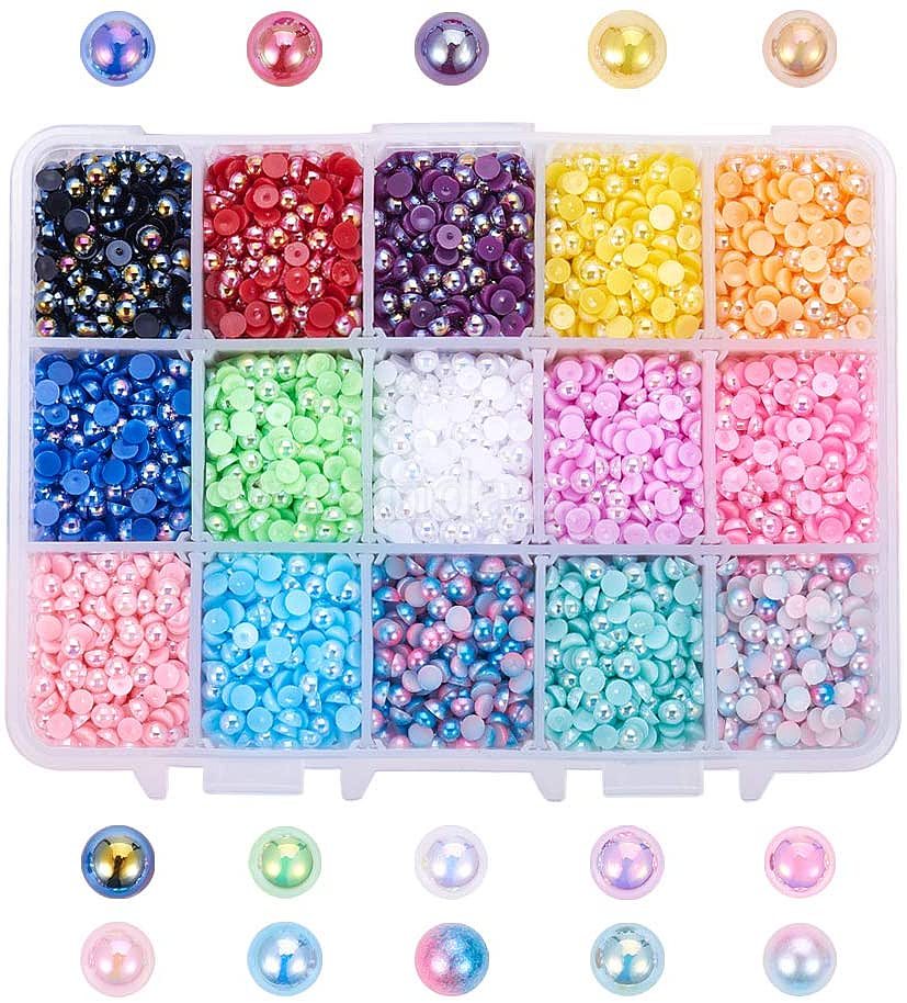 Half-Round Imitation Pearl Beads - Flatback Resin DIY Craft For Shoes, Bags, Nail Art