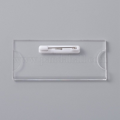 Transparent Acrylic Rectangle ID Card Sleeves Brooch Finding&nbsp;FIND-WH0108-54-1
