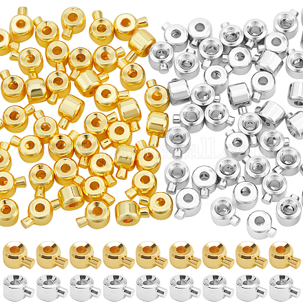 100Pcs 2 Colors Brass Crimp Beads&nbsp;KK-BBC0014-31-1
