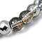 Electorplated Glass Beads, Rainbow Plated, Faceted, Round, Light Grey, 11x8mm, Hole: 1mm