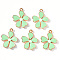 Alloy Enamel Pendants, Flower, Light Gold, Aquamarine, 20x18x3mm, Hole: 1.4mm