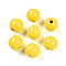 Painted Natural Wood Beads, Round, Yellow, 16mm, Hole: 4mm