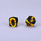 Colorful Pattern Printed Silicone Beads, Black, 17x22.5x23mm, Hole: 3mm