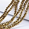 Electroplate Transparent Glass Beads Strands, Full Plated, Faceted, Rondelle, Golden Plated, 2.9~3.3x2mm, Hole: 0.8mm, about 135~140pcs/strand, 32~34cm