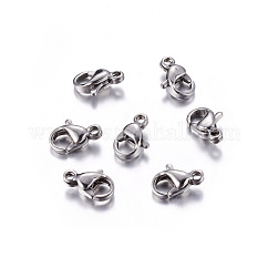 Tarnish Resistant 304 Stainless Steel Lobster Claw Clasps, Parrot Trigger Clasps, Manual Polishing, 9x5x2.5mm, Hole: 1mm