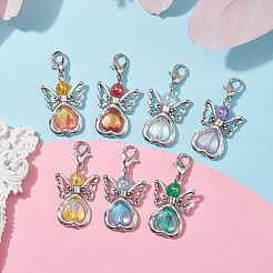 7Pcs 7 Colors Angel Acrylic Pendant Decorations&nbsp;HJEW-JM01736-02