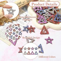 40Pcs 8 Styles Printed Basswood Pendants&nbsp;WOOD-CJ0002-49