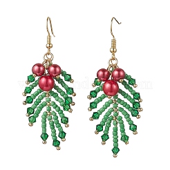 Leaf Glass Pearl Dangle Earrings&nbsp;EJEW-TA00739